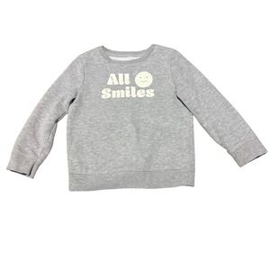 Cat & Jack Sweatshirt Gray All Smiles Graphic Fleece Kids 4T